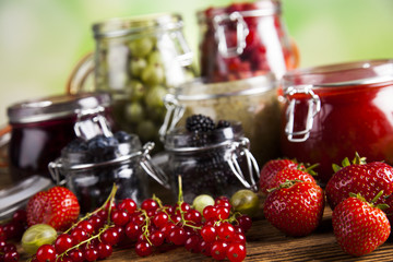 Tasty berry and fruit jam and berry