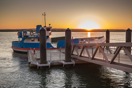 Sunset, Ayamonte, Spain, over the Guadiana River.