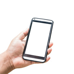 smart phone hand  on isolated white background.
