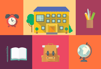 Set of school icons. 