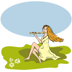 Girl and flute