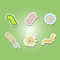 color icon set with Bacteria for your design