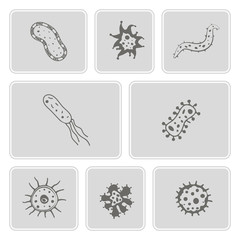 monochrome icon set with Bacteria for your design