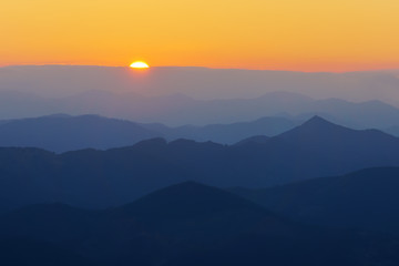 mountain silhouettes at sunset