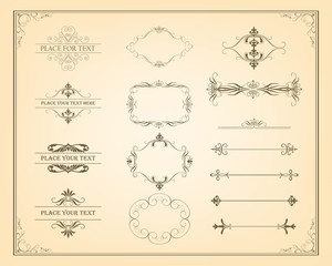 Decorative vintage frames and page decoration elements