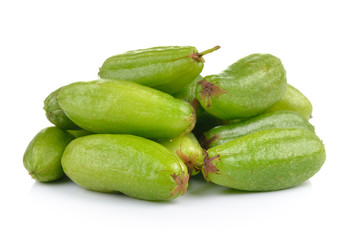 Bilimbi (Averhoa bilimbi Linn.) or cucumber fruit on white backg