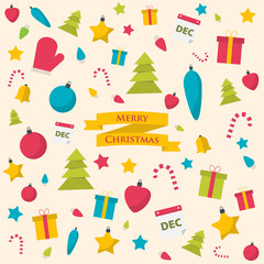 Christmas vector wallpaper with flat elements...