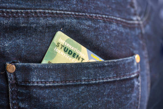 International Student Identity Card In A Back Pocket Of Jeans