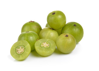 Indian gooseberries on white background