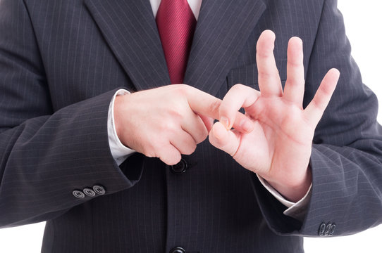 Businessman Or Accountant Making Obscene Sex Connotation Gesture