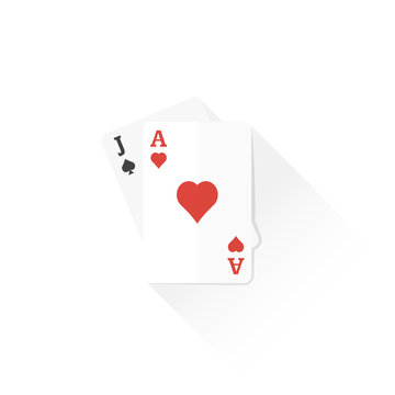 color playing cards black jack combination icon illustration.