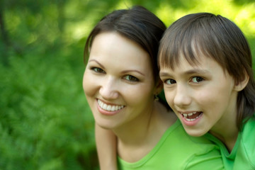 Mother with son in park