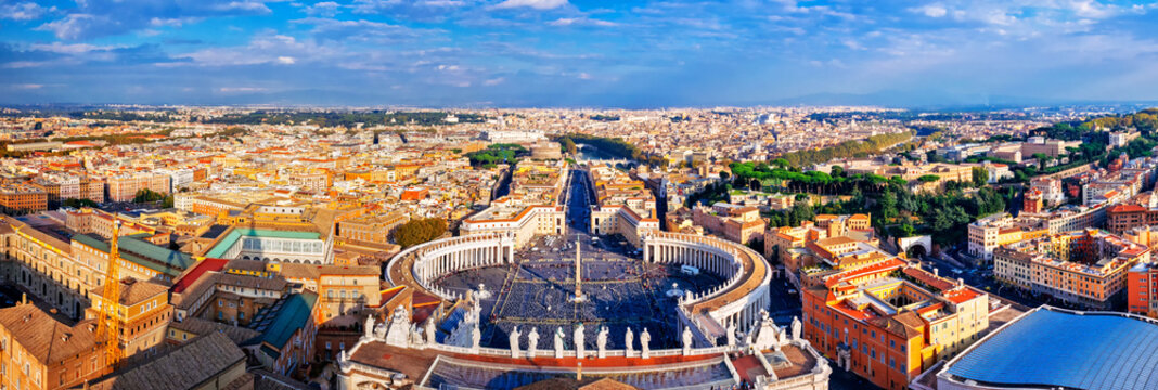 Panoramic view of city of Rome and St. Peter's Square