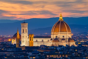 Fotobehang Europese plekken Schemering bij Duomo Florence in Florence, Italië