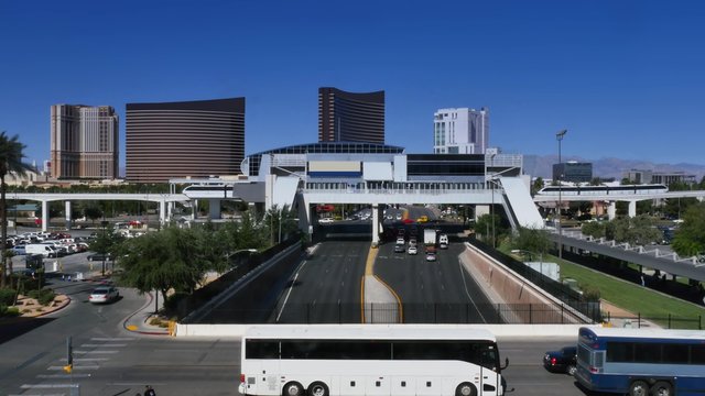 Las Vegas Monorail Approaches Station