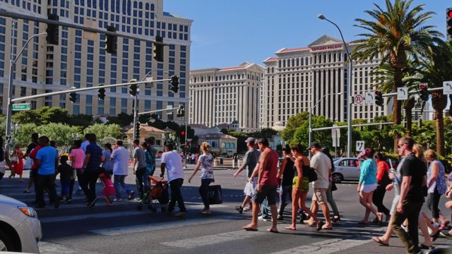 People Cross Intersection in Las Vegas