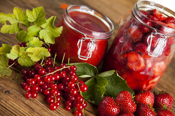 Fresh berries and wild berry jam