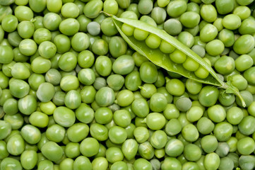 Fresh green peas background