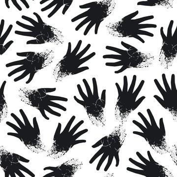 Black and white seamless pattern of torn and scruffy wrist rest. Vector eps 8
