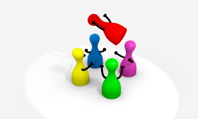 cheering playing figures 