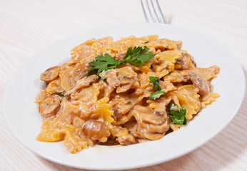 Farfalle Pasta with mushroom sauce