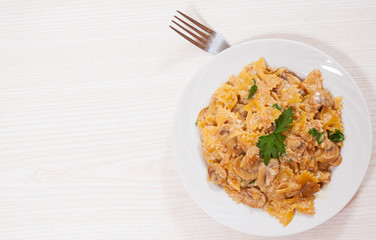 Farfalle Pasta with mushroom sauce