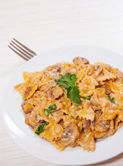 Farfalle Pasta with mushroom sauce