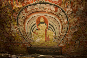 Felsmalerei im Höhlentempel von Dambulla, Sri Lanka