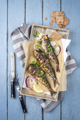 Barbecue Sardine on Tray