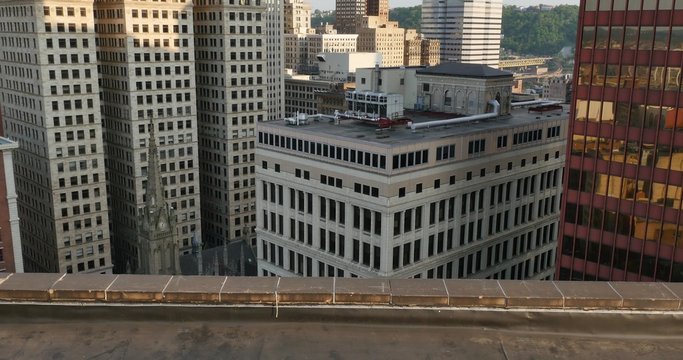 Empty Ledge at Top of Tall Pittsburgh Building