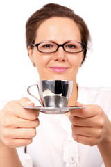 Businesswoman with cup of coffee