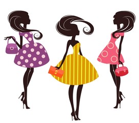 Три  девушки в стиле ретро