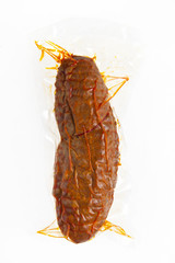Soppressata . Italian dry salami. overpacked in a plastic bag an
