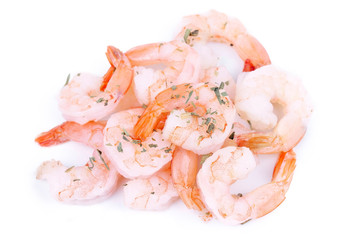 Obraz na płótnie Canvas Closed-up shrimps isolated on white