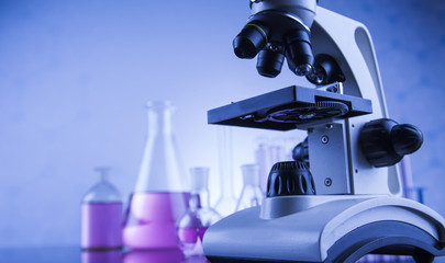 Microscope in medical laboratory, Research and experiment