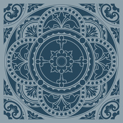 Decorative round lace, circle ornament. Symmetric composition, seamless background. Vector illustrations.