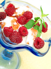 Vanilla Ice Cream With Raspberries