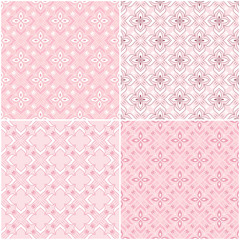 Set of four seamless texture on a pink background.