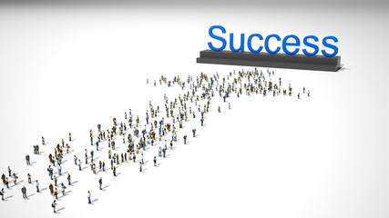 Crowd walking together to success
