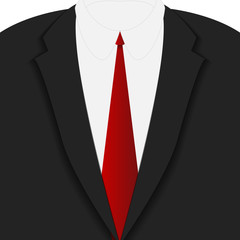 Vector : Closeup black suit and red tie