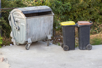 Empty dumpsters. Recyclable garbage series.