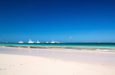 Caribbean beach with yachts