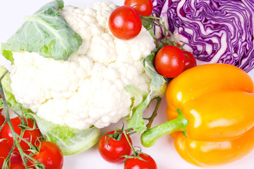 Tomato, pepper and cauliflower