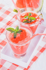 Watermelon smoothie in a white box