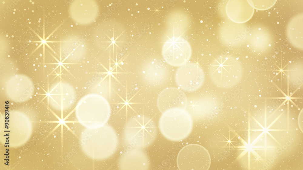 Poster golden bokeh light and stars background