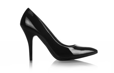 Black high heel isolated on white with Clipping path. Fashion object on white background.