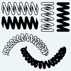 Tension springs. Isolated on blue background