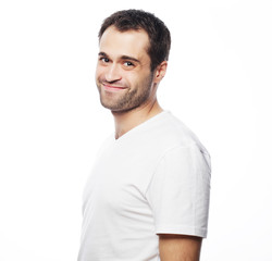 Fototapeta premium handsome man in blank white shirt