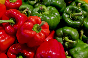 Obraz na płótnie Canvas colorful bell peppers with green and red colors, natural backgro