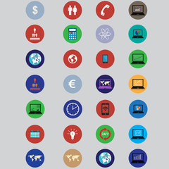 set of icons with bisiness elements in flat design